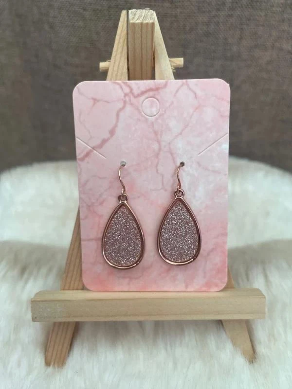 Boucles d’oreilles goutte élégantes pailletée rose – photo 2